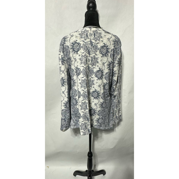 Style & Co. Blue and White Floral Print‎ Long Sleeved Shirt Size L - Picture 2 of 4